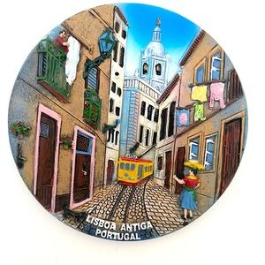 LAST CHANCE SALE!HANDPAINTED Lisbon Portugal 3D Relief Decorative Plate Wall Art